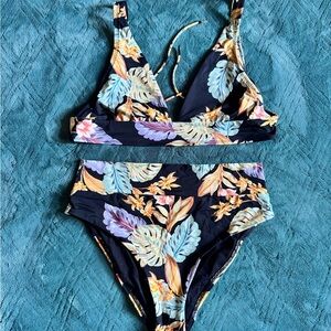 Skye Swimwear Floral Bikini - Black and Blue